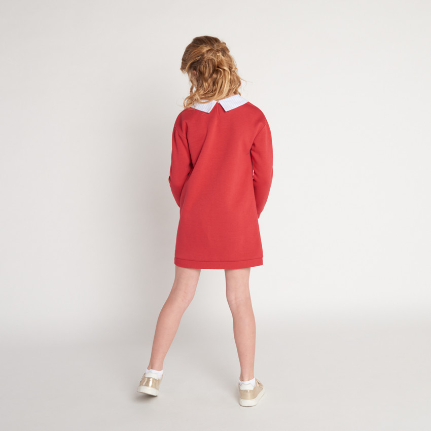 Vestido de molleton fantasía con cuello de camisa para niña 