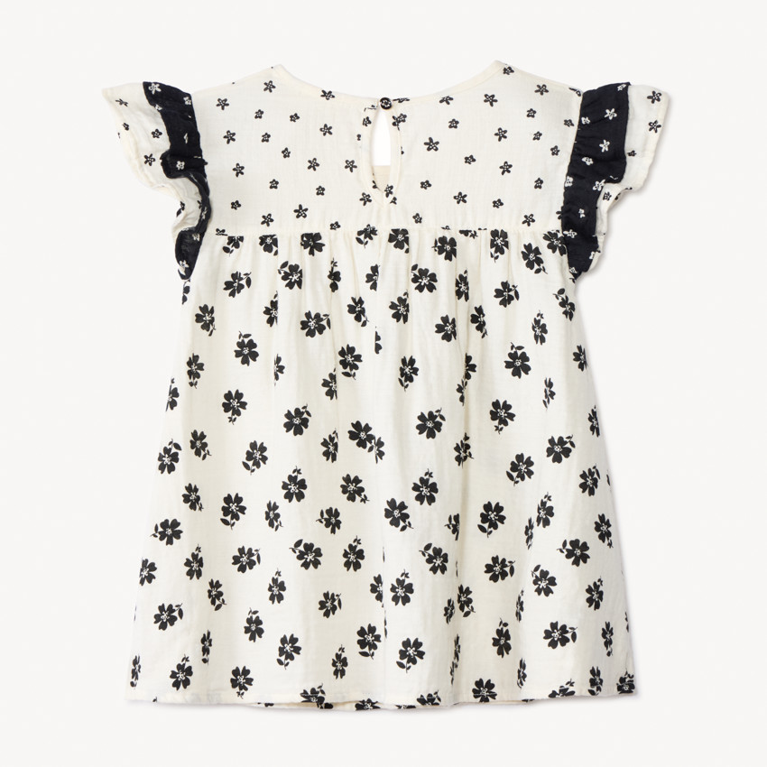 Túnica de manga corta en gasa con estampado floral para niña 