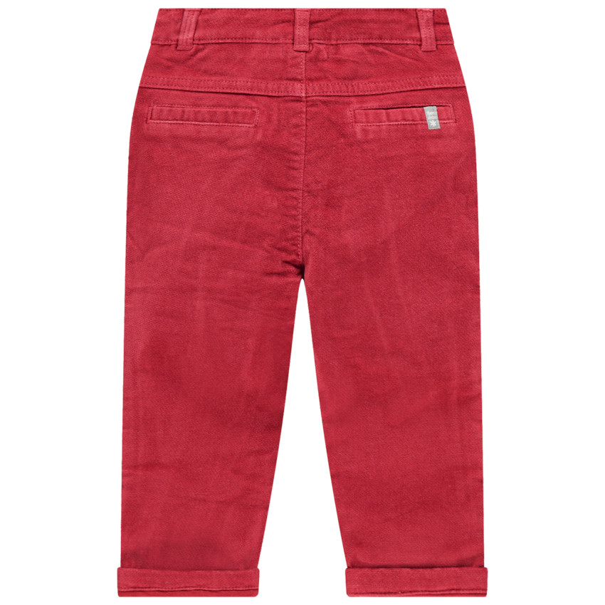 Pantalon rouge en velours ras doublé jersey 