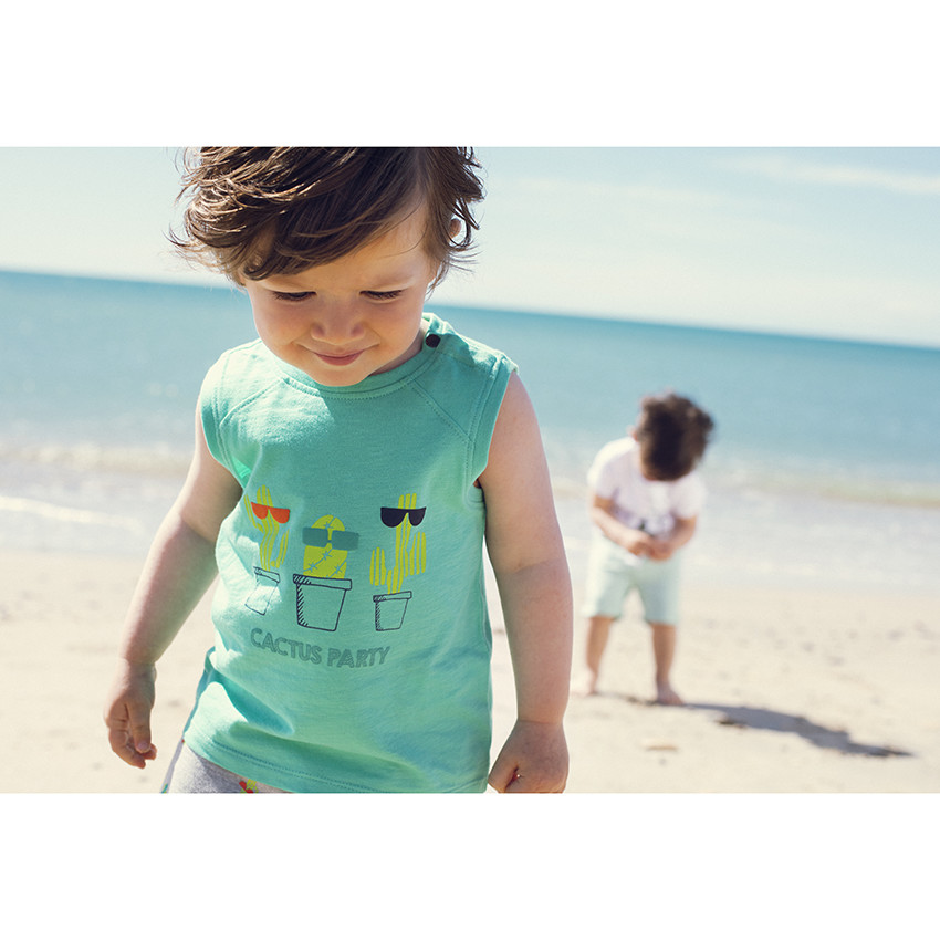 Conjunto camiseta sin mangas y bermudas estampado cactus all-over 