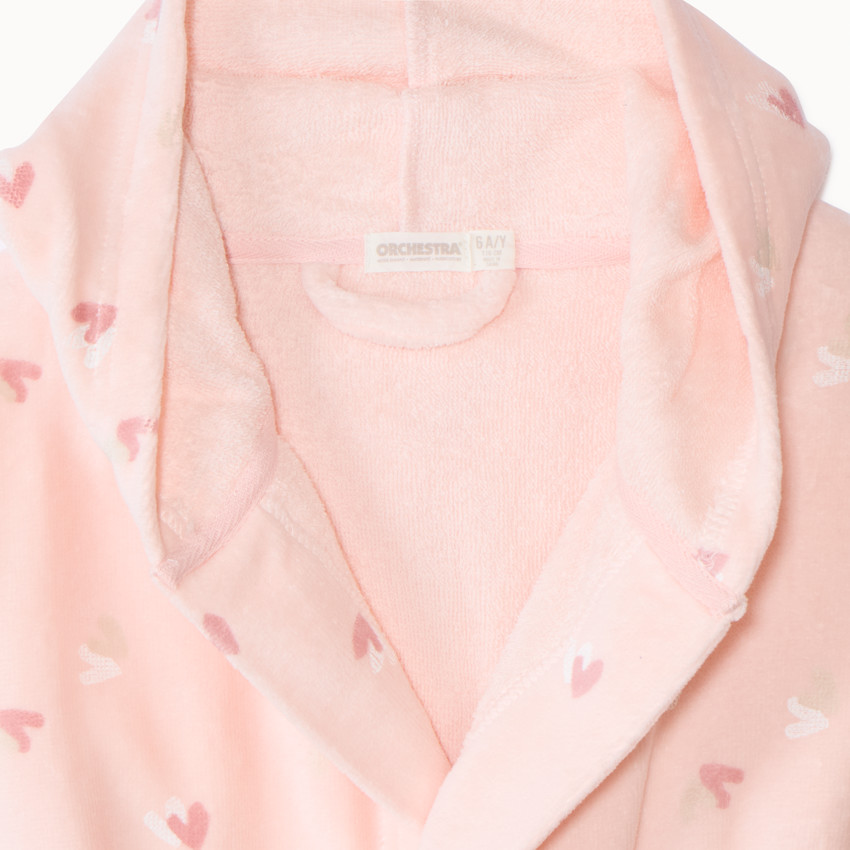 Peignoir de bain en éponge imprimé cœurs pour fille 