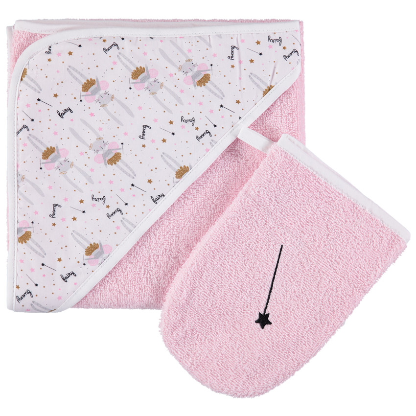 Conjunto de baño de rizo con capa con capucha  y guante estampado conejito  Additional Conjunto de baño de rizo con capa con capucha  y guante estampado conejito