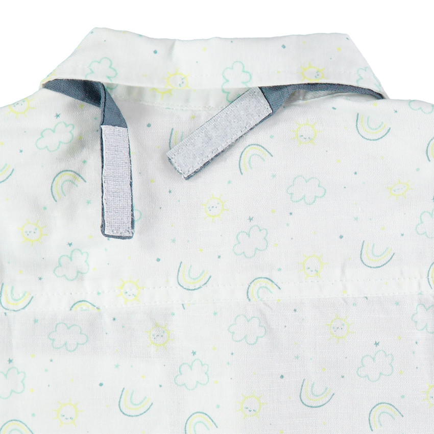 Camisa de manga corta con dibujo estampado all over con pajarita desmontable  Additional Camisa de manga corta con dibujo estampado all over con pajarita desmontable