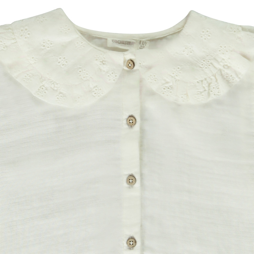 Camisa de manga larga de gasa de algodón para niña 