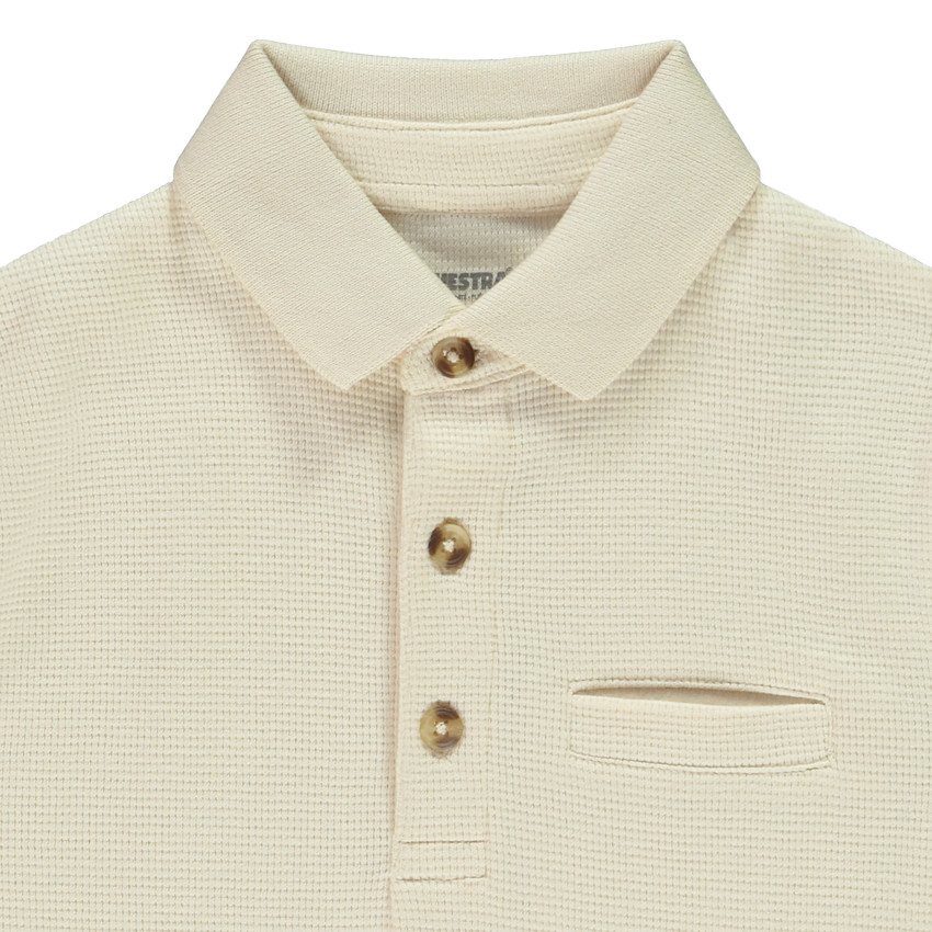 Polo de manga larga liso de punto nido de abeja para niño 