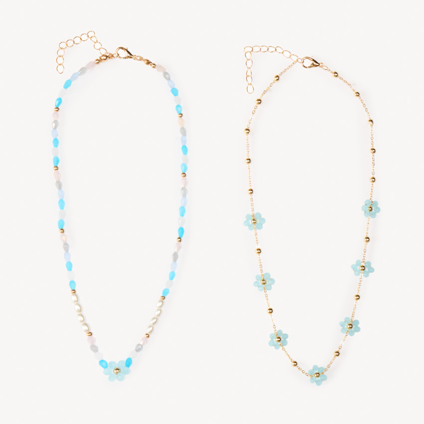 Lote de 2 collares decorativos con flores para niña 