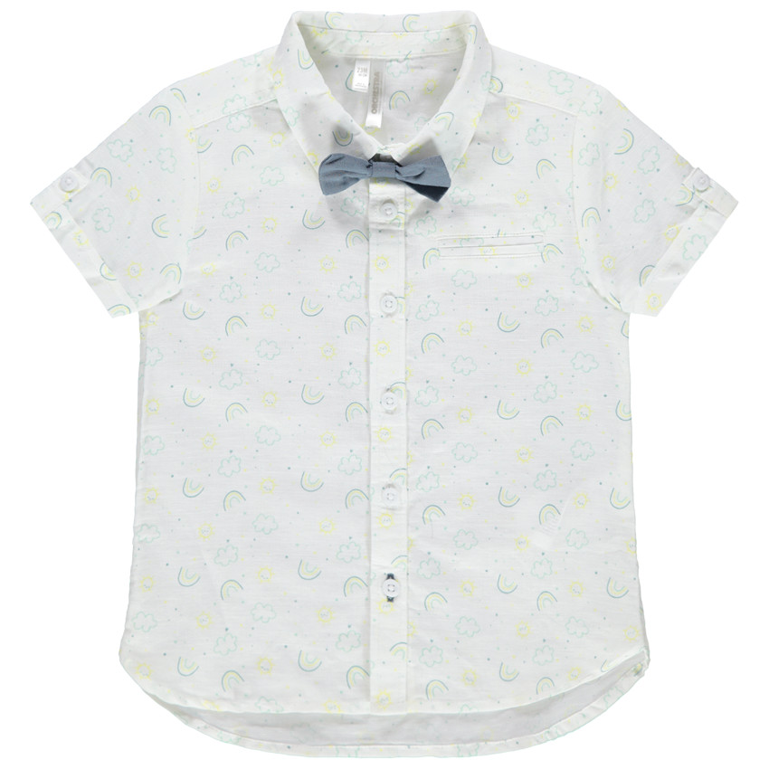 Camisa de manga corta con dibujo estampado all over con pajarita desmontable  Additional Camisa de manga corta con dibujo estampado all over con pajarita desmontable