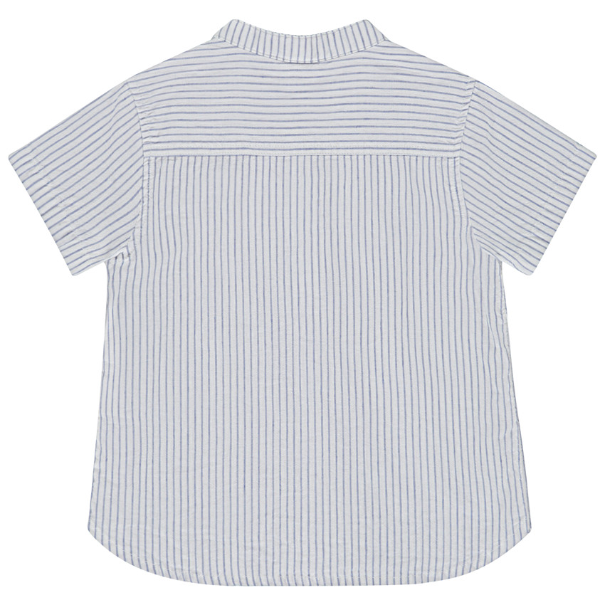 Camisa de manga corta rayada con cuello mao para bebé niño 