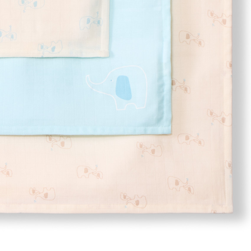 Pack de 3 langes de tetra con estampado de elefantes para bebé niño 