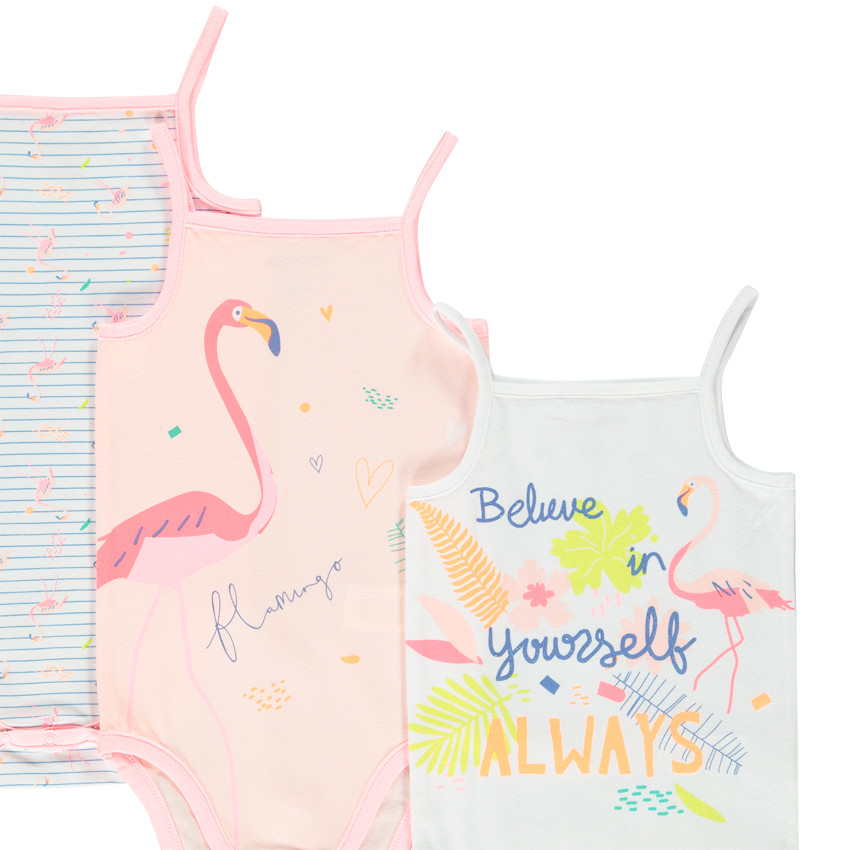 Pack de 3 bodies débardeurs estampados tropicales para bebé niña  Additional Pack de 3 bodies débardeurs estampados tropicales para bebé niña