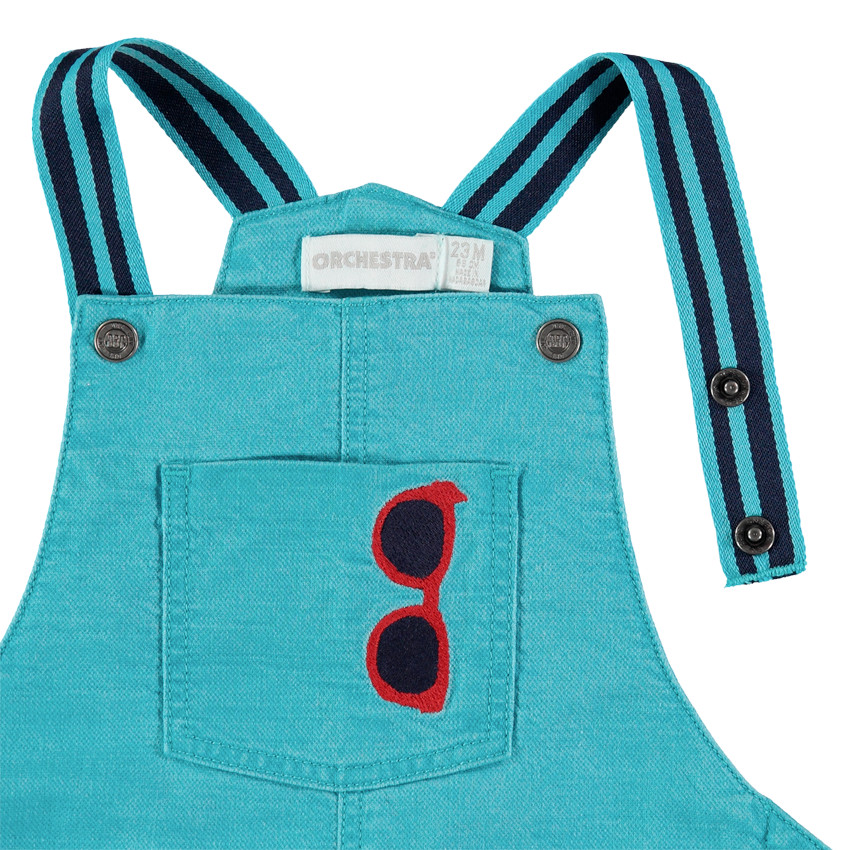 Peto corto azul en maille y gafas bordadas  Additional Peto corto azul en maille y gafas bordadas