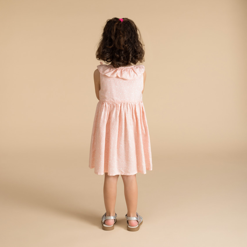 Vestido con cuello volante y estampado de corazones para bebé niña 