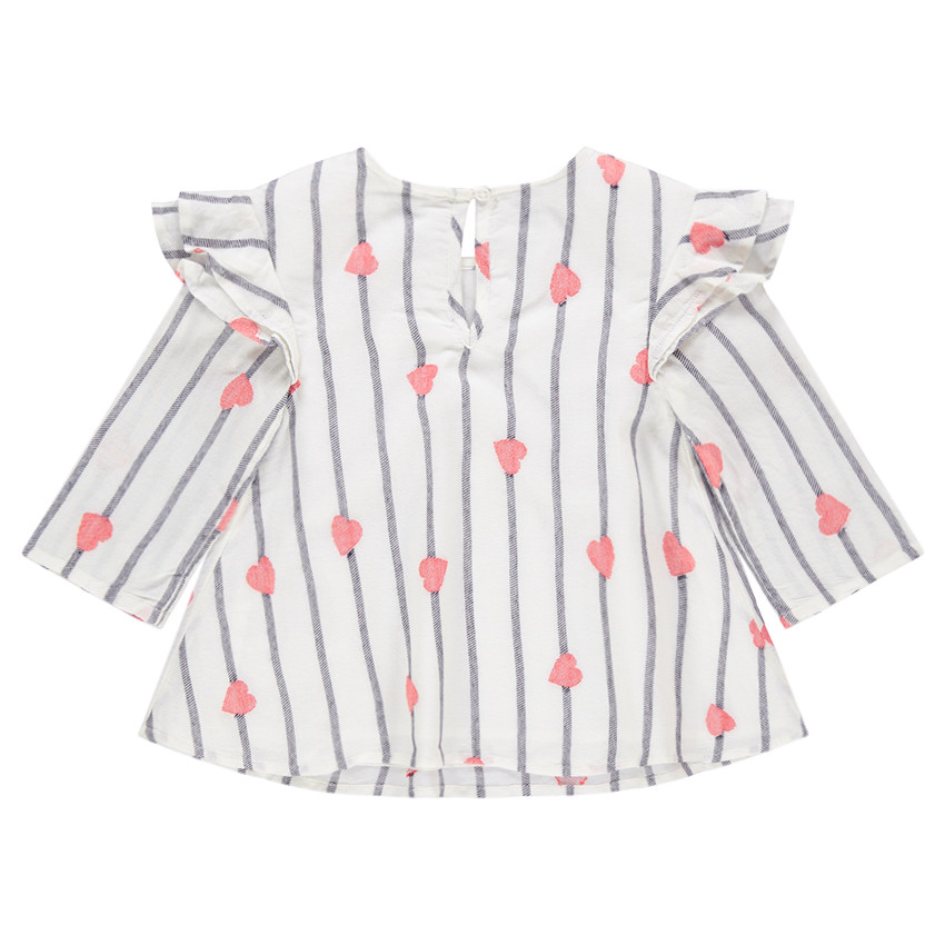 Túnica de manga larga con corazones y rayas all over 