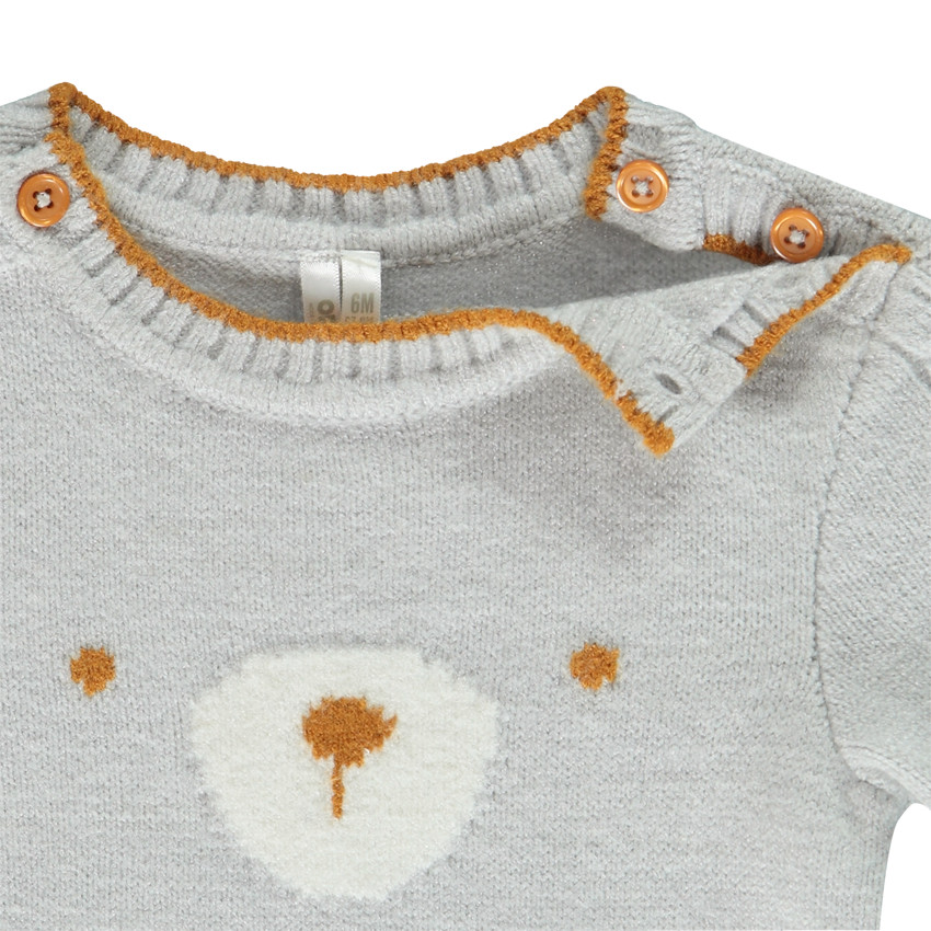 Mono largo en tejido de punto con imagen de osito para bebé niño 