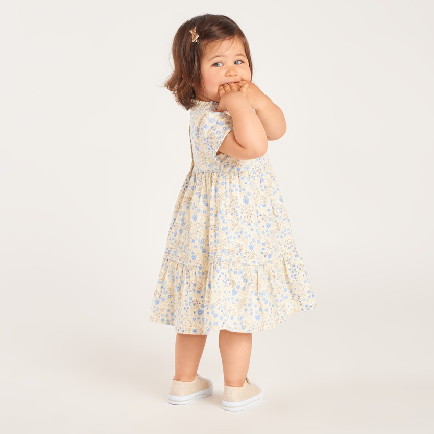 Vestido de manga corta con estampado floral para bebé niña 
