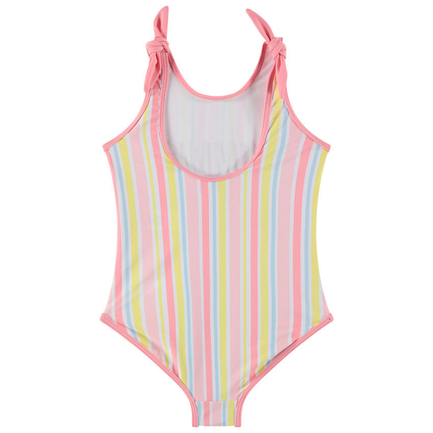 Maillot de baño 1 pieza rayado con print brillante niña 