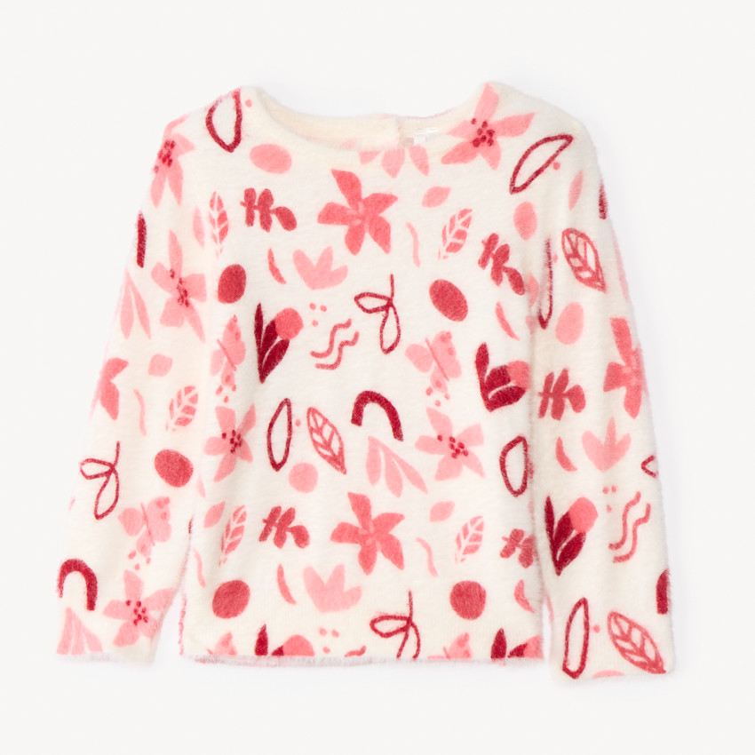 Jersey de manga larga peluche suave con estampado artístico para bebé niña 