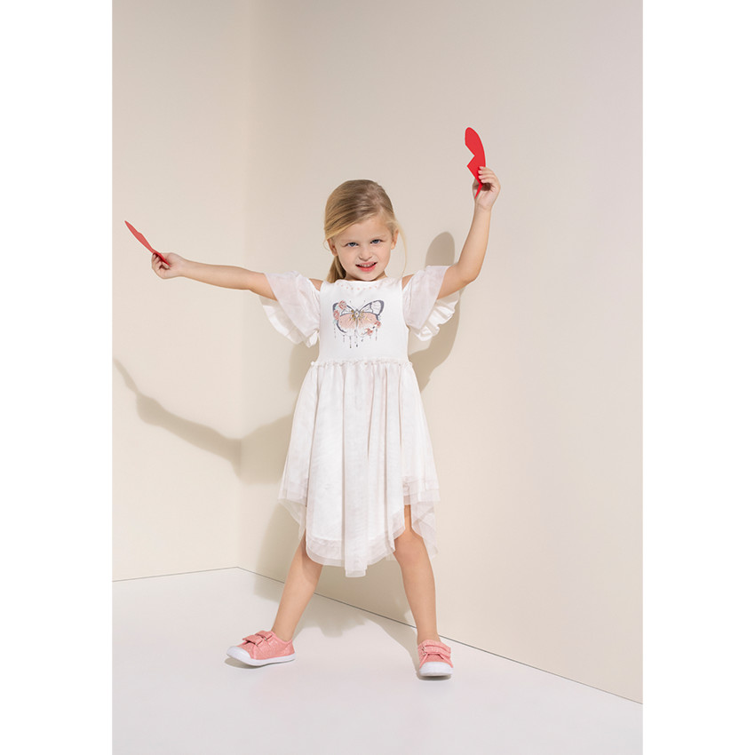 Zapatillas bajas corales de tela mezclada con hilos brillantes del 24 al 29 