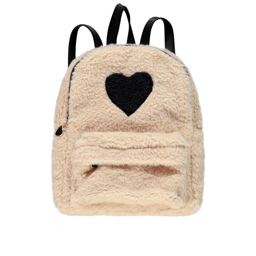 Mochila efecto borreguillo con corazón bordado  Additional Mochila efecto borreguillo con corazón bordado