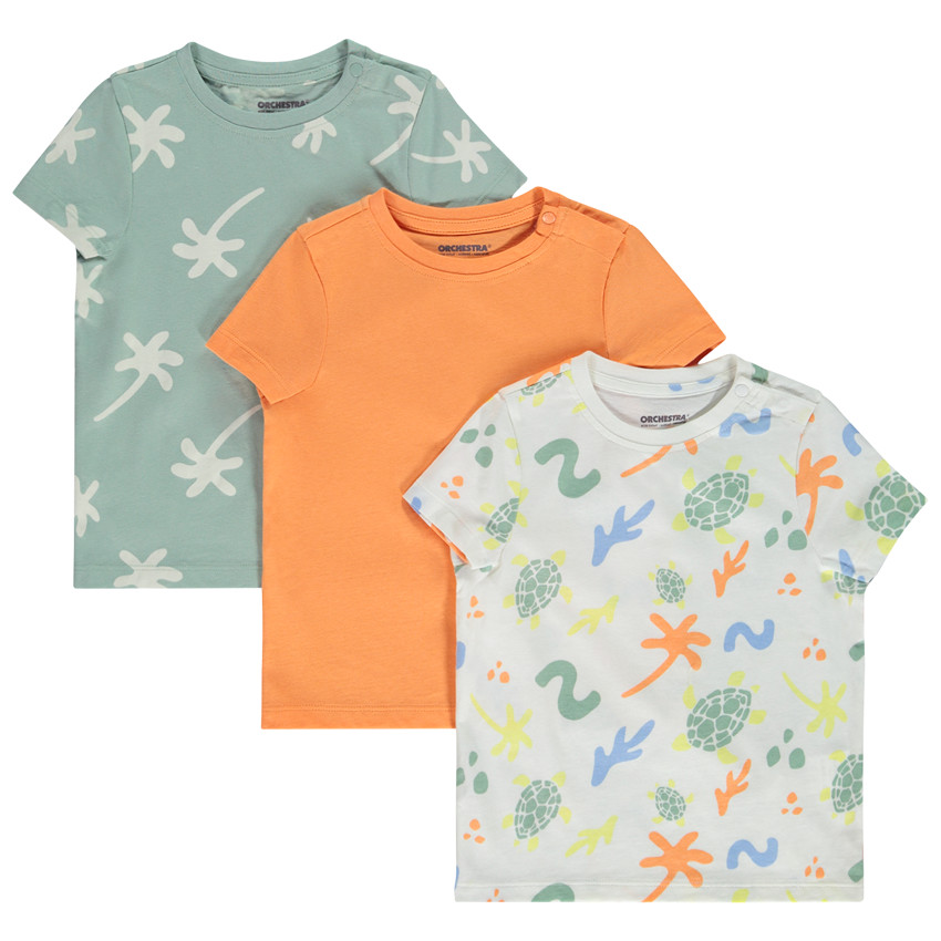 Lote de 3 camisetas de manga corta lisas y estampadas para bebé niño  Additional Lote de 3 camisetas de manga corta lisas y estampadas para bebé niño