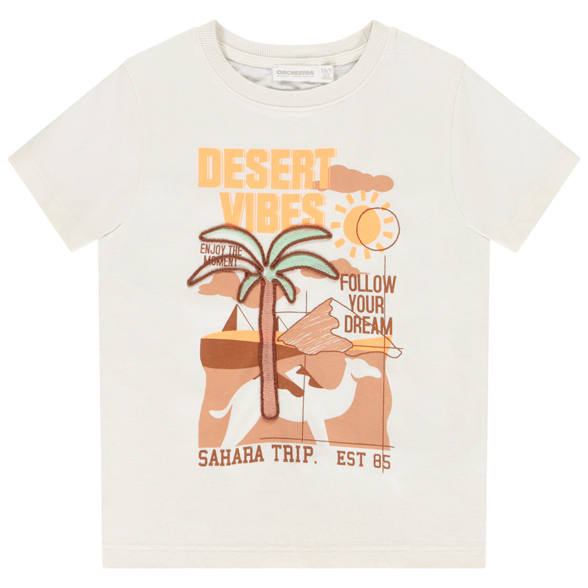 Camiseta de manga corta con estampado de desierto para niño 