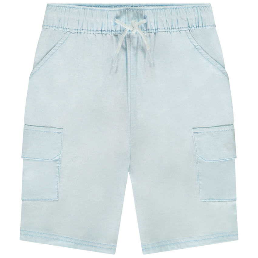 Bermudas unicolor con bolsillos tipo cargo para bebé niño 