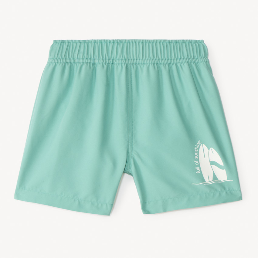 Short de baño liso con estampado de surf para niño 