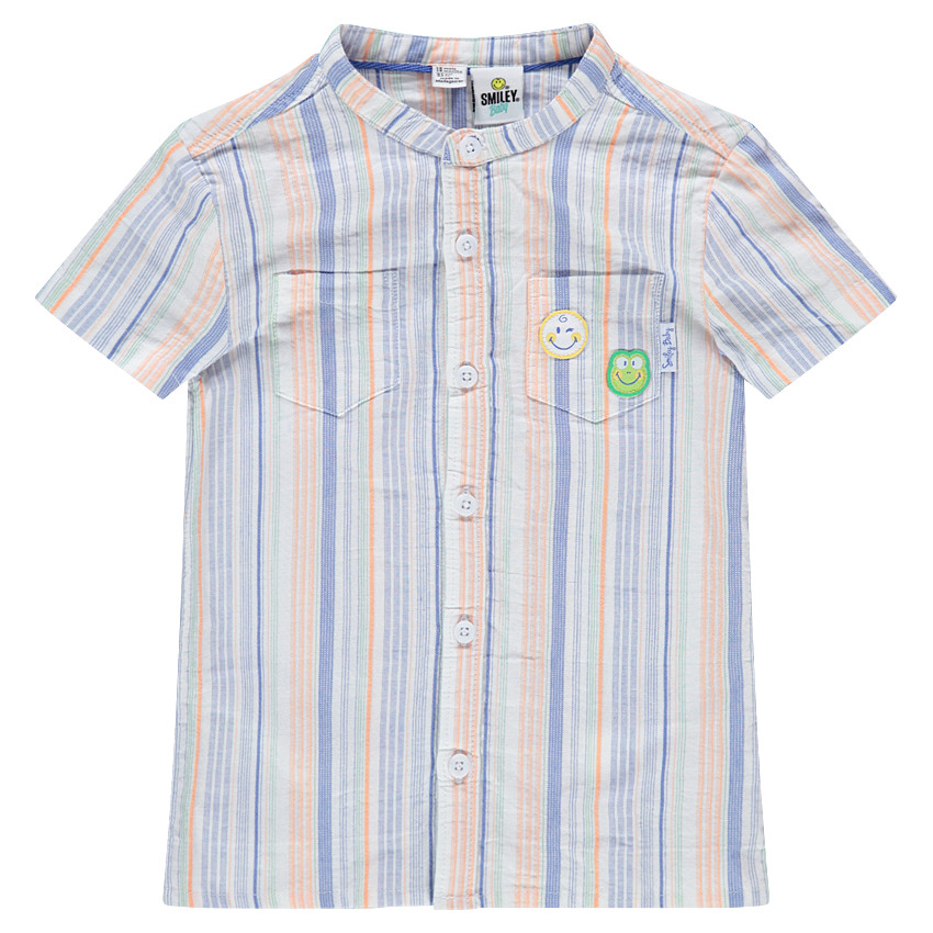 Camisa de algodón de rayas all over y parches Smiley  Additional Camisa de algodón de rayas all over y parches Smiley