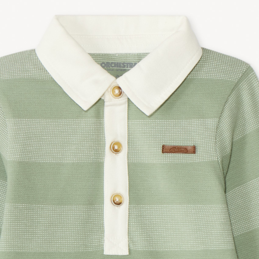 Polo de rayas de manga larga efecto 2 en 1 para bebé niño 