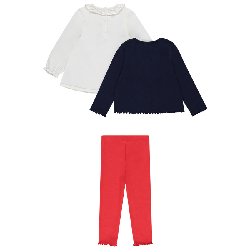 Ensemble 3 pièces avec gilet côtelé pour bébé fille 