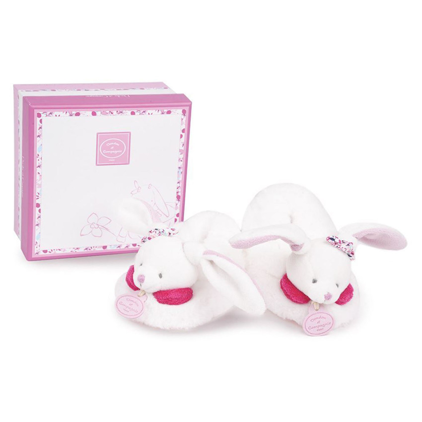Chaussons Lapin Cerise 6-12 mois Rose/Blanc 