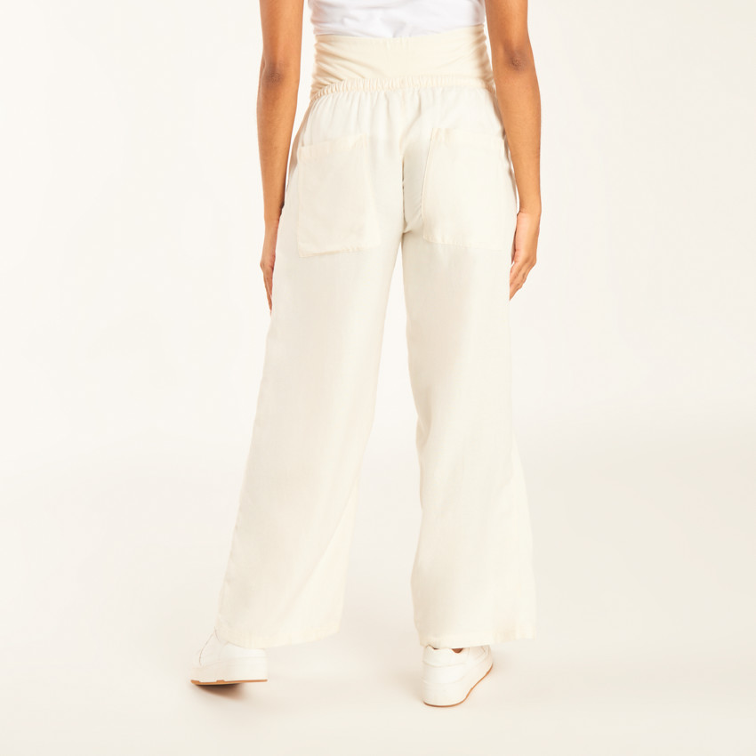 Pantalones anchos de tela con cinturilla de embarazo alta 