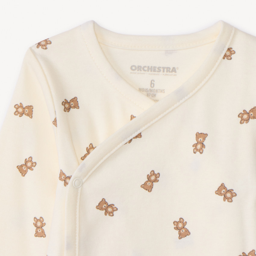 Lote de 2 bodies de manga larga con estampado de ositos para bebé. 