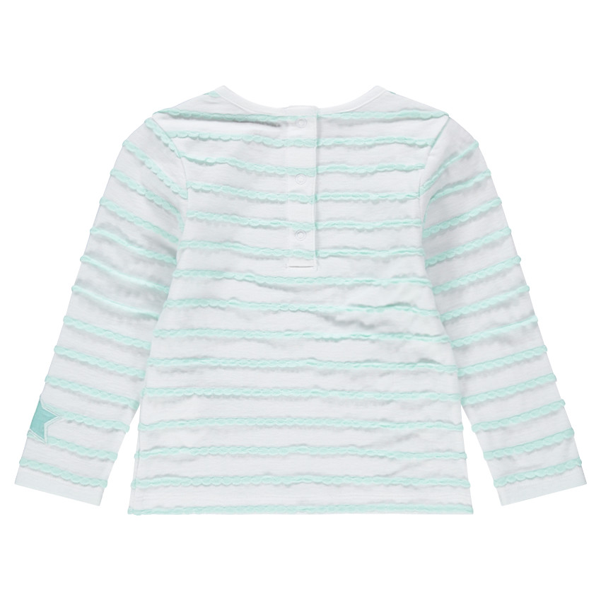 Camiseta de manga larga con rayas de relieve y estrella cosida 
