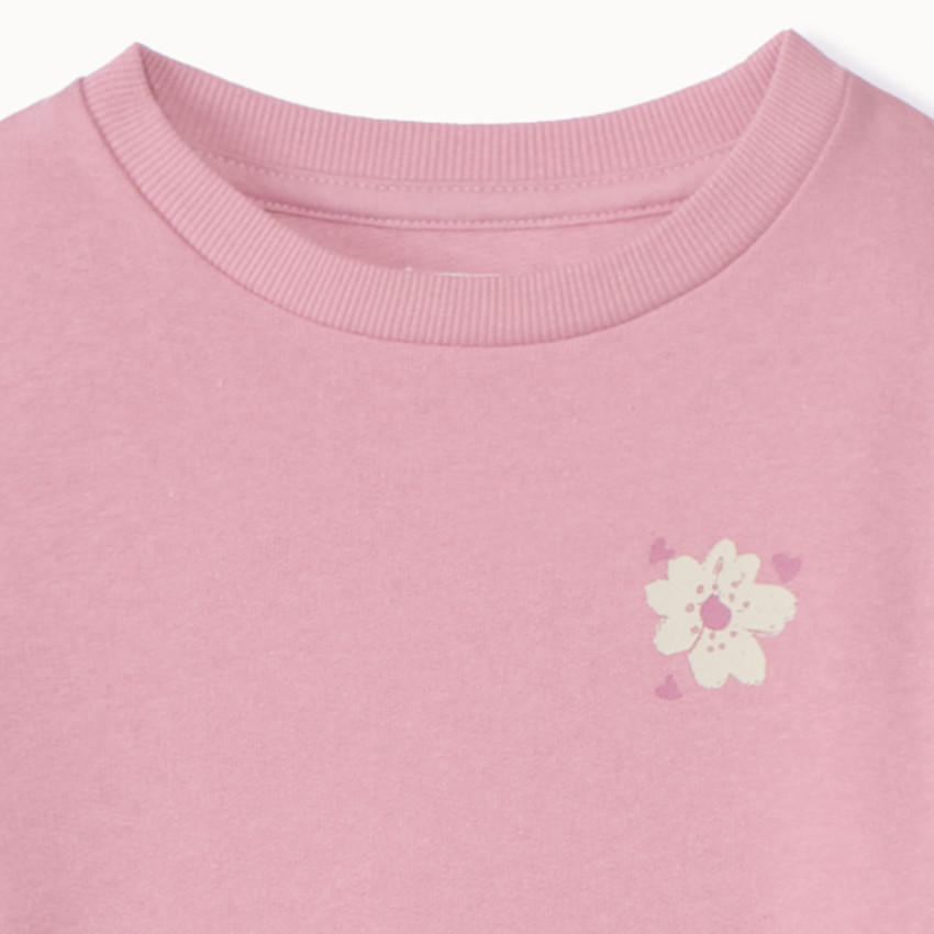 Ensemble jogging en molleton uni print fleur pour fille 