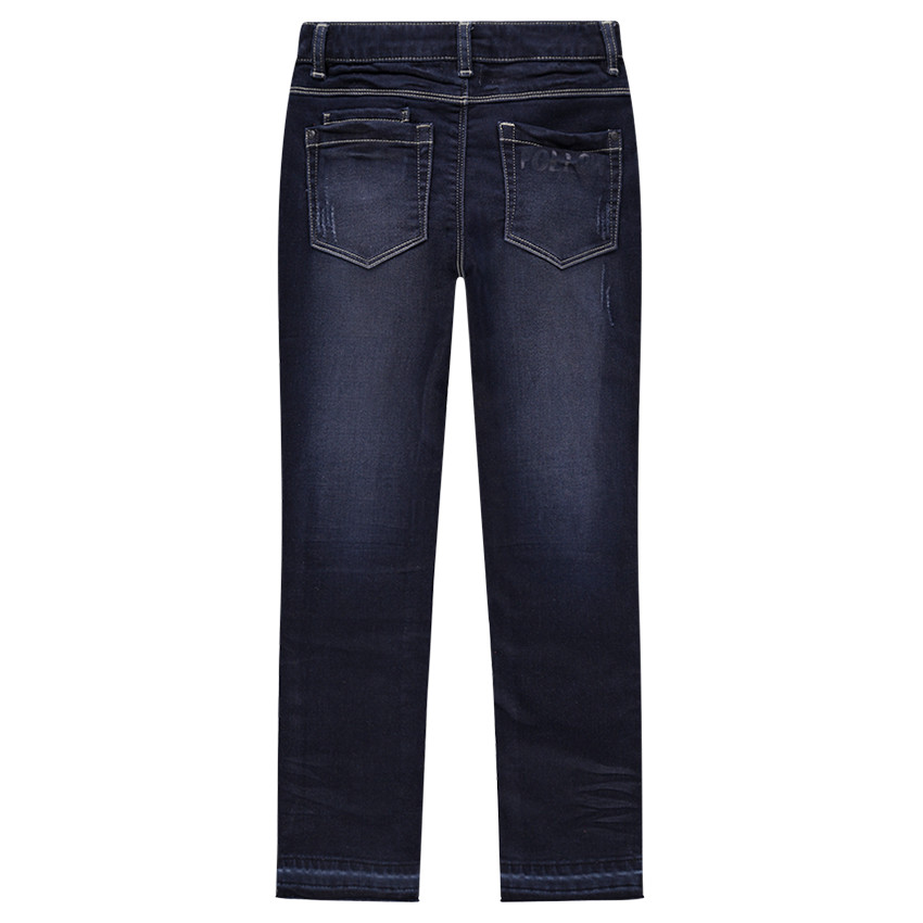 Júnior - Vaqueros con efecto desgastado y arrugado con bandas cosidas en los laterales 