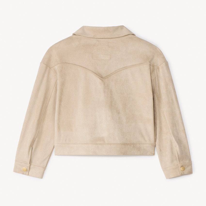 Perfecto de ante con bordados paisley para niña 