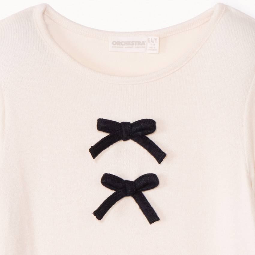 T-shirt manches longues bouffantes à nœuds pour fille 