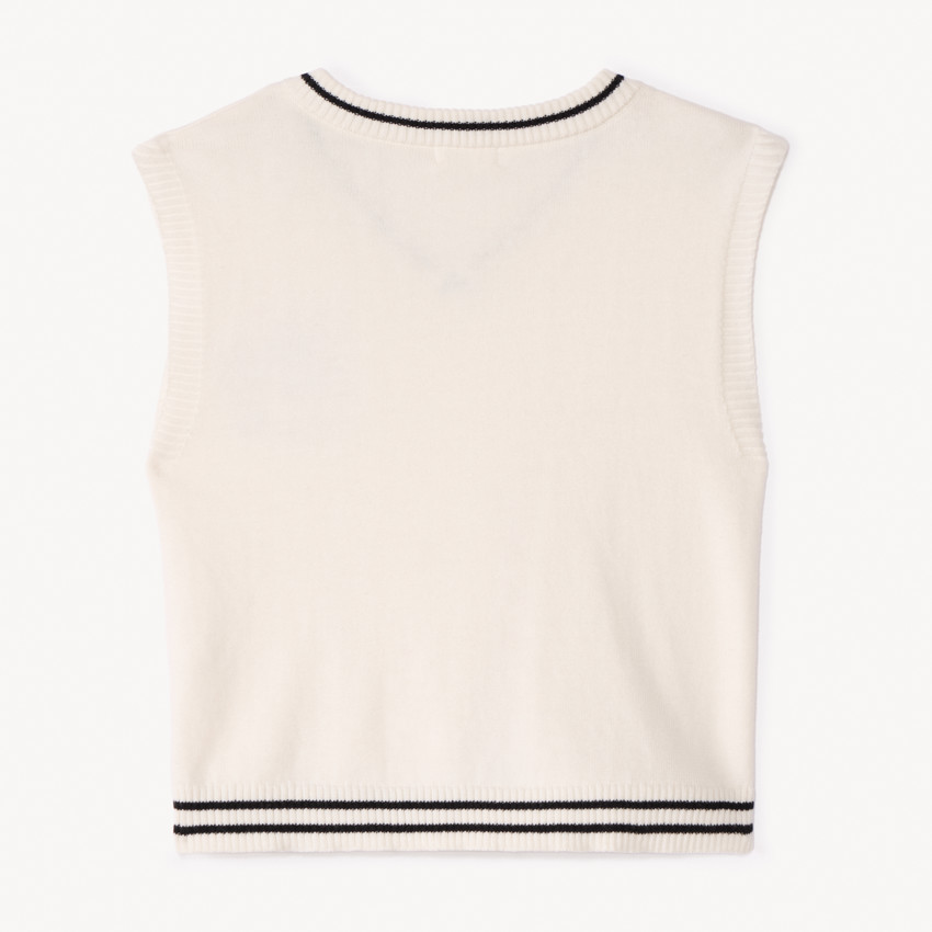 Pull sans manches en tricot et broderie pour fille  