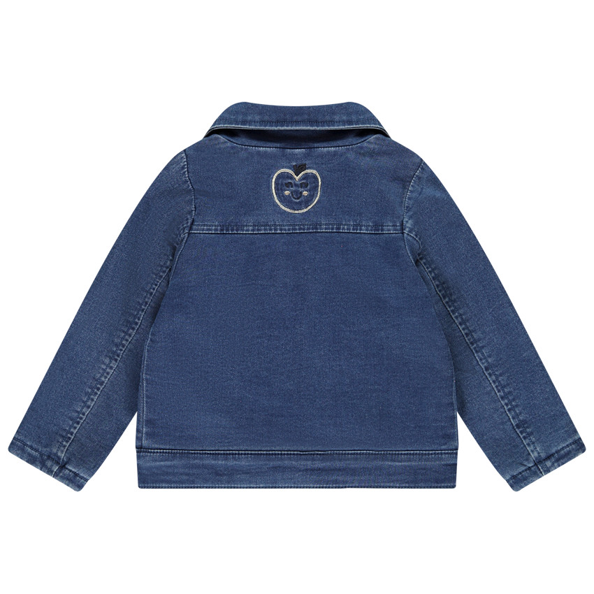 Perfecto en denim con bordados de manzanas para bebé niña 