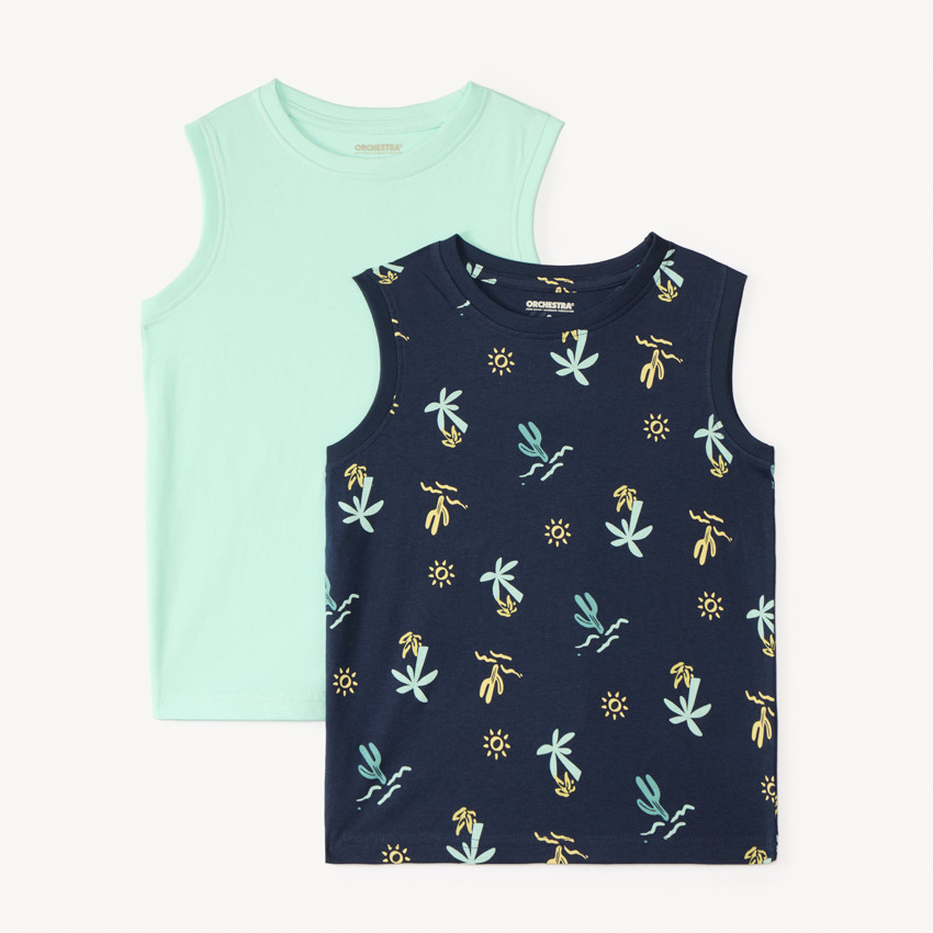 Lote de 2 camisetas sin mangas con diseño niño 