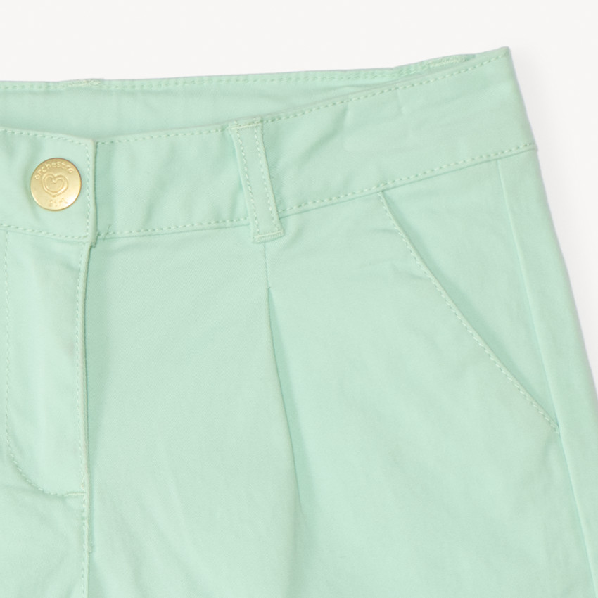 Pantalón de twill liso efecto pinza para niña 