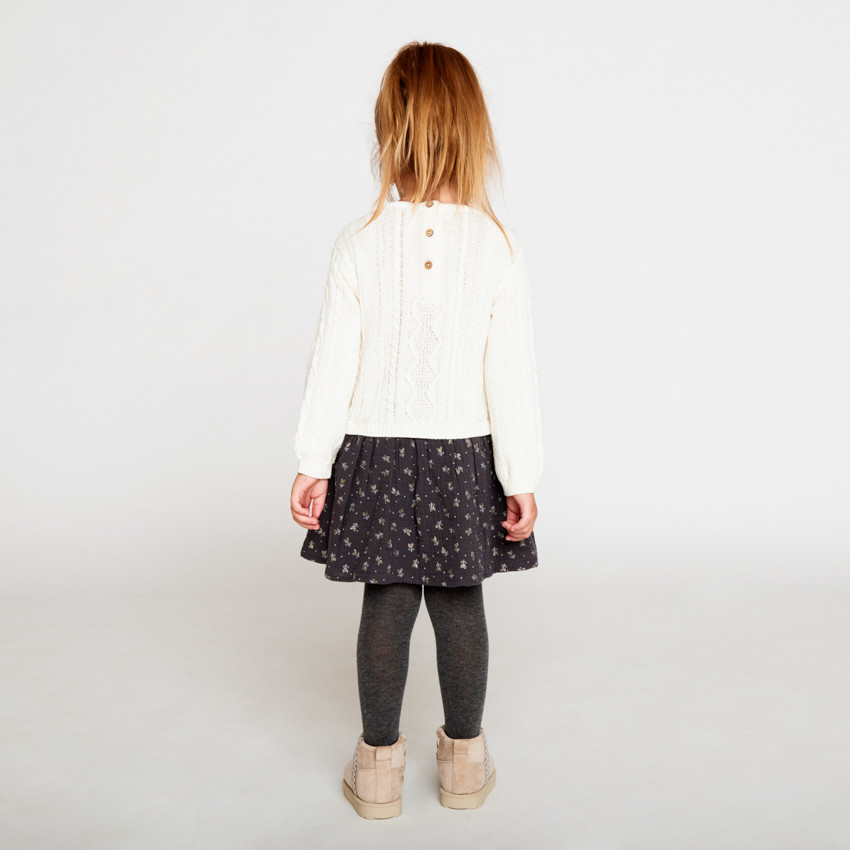 Robe effet 2 en 1 bu-matière fantaisie pour bébé fille  