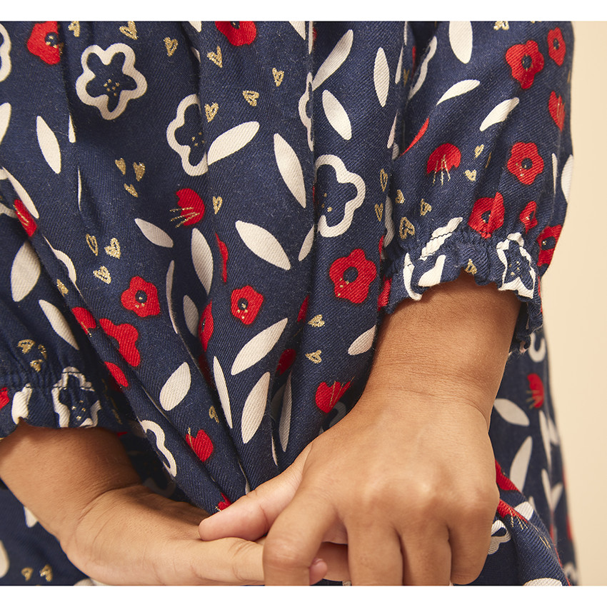 Vestido de manga larga con estampado floral para bebé niña 