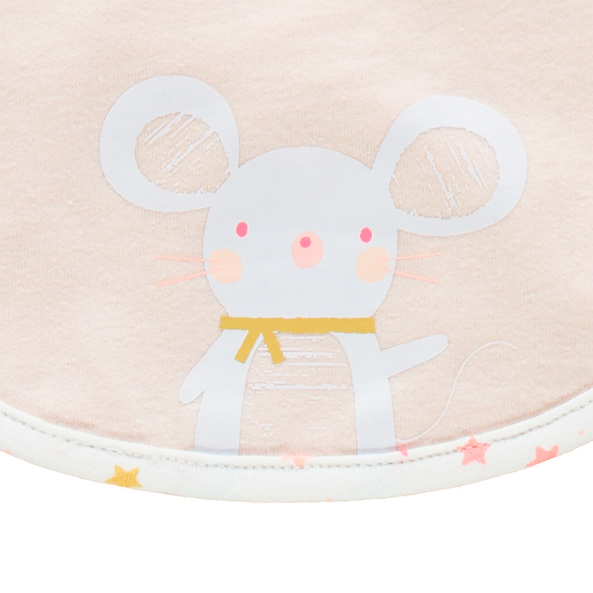 Conjunto de nacimiento con pelele rosa, body estampado y babero 