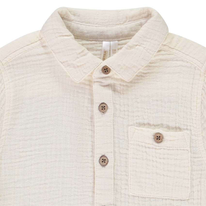 Camisa de manga larga de gasa de algodón para bebé niño 