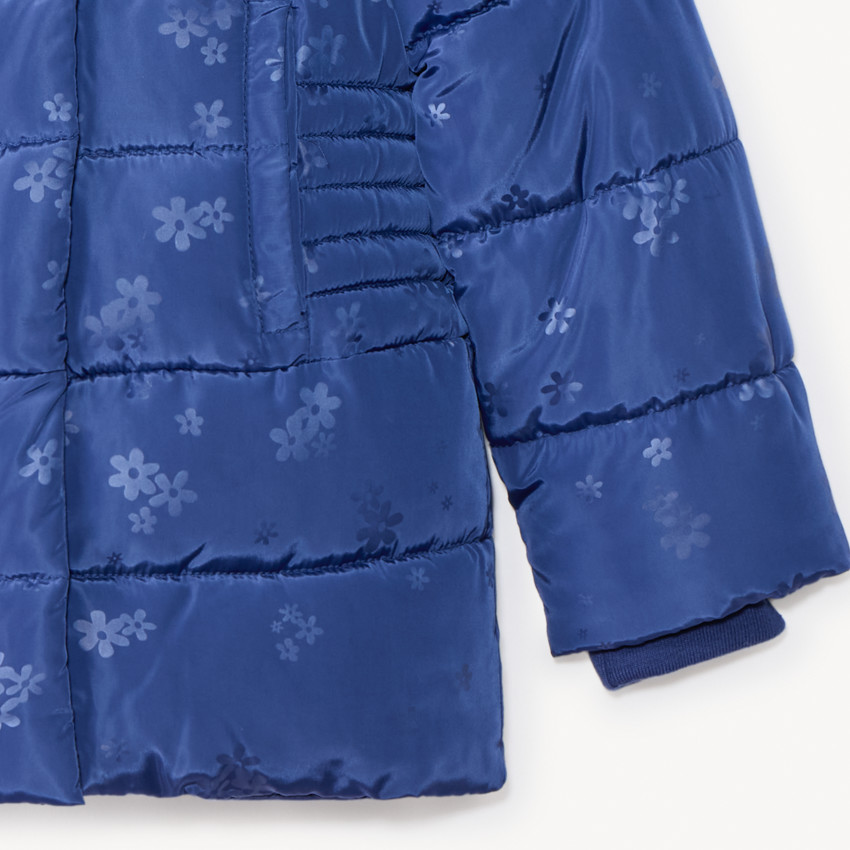 Anorak largo en tejido estampado con capucha para bebé niña 