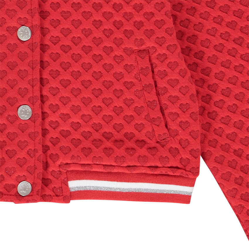 Chaqueta de felpa estilo teddy corazones en punto de jacquard Main Chaqueta de felpa estilo teddy corazones en punto de jacquard