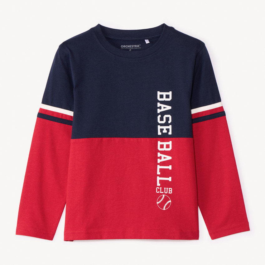 Camiseta de manga larga efecto colorblock para niño 