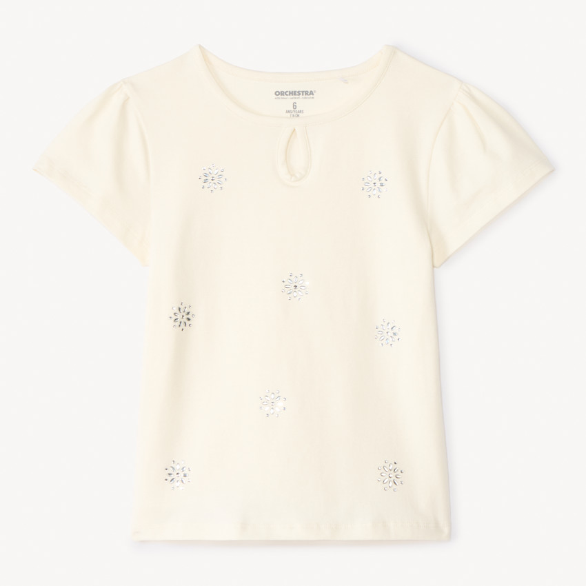 Camiseta de manga corta con strass para niña 
